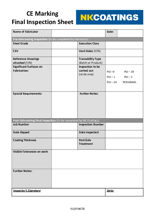 CE Marking Request form